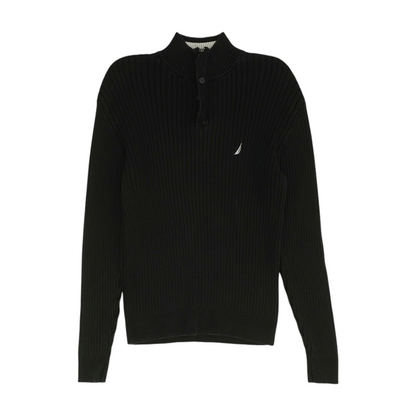 Black Solid 1/4 Zip Sweater