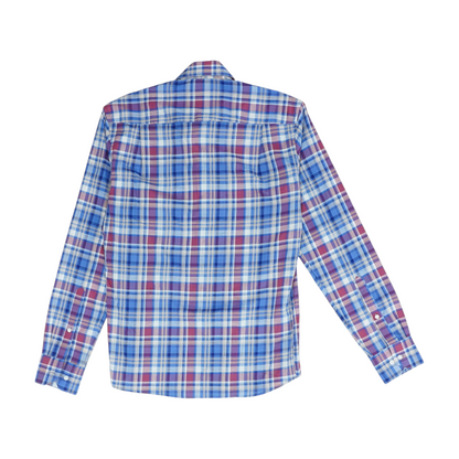 Navy Plaid Long Sleeve Button Down