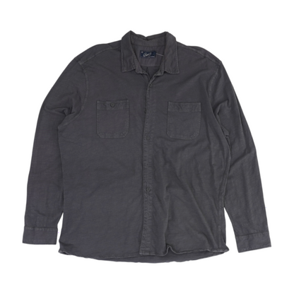 Gray Solid Long Sleeve Button Down