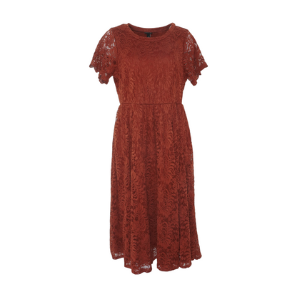 Rust Plus Floral Midi Dress