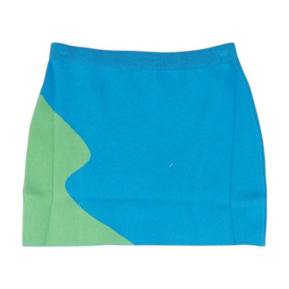 Blue Color Block Mini Skirt