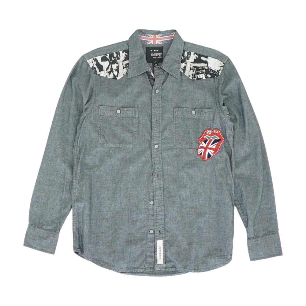 Gray Solid Long Sleeve Button Down