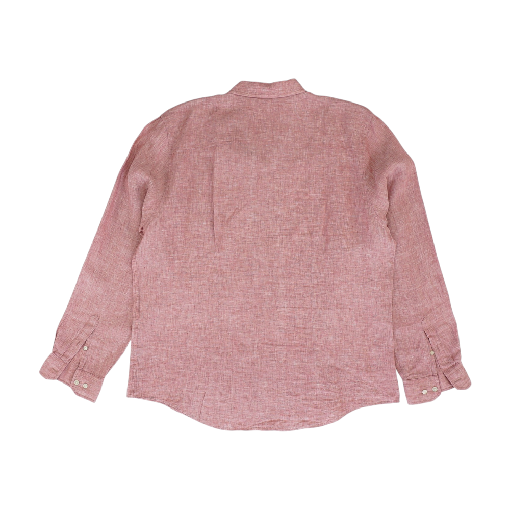 Red Solid Long Sleeve Button Down