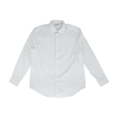 White Solid Long Sleeve Button Down