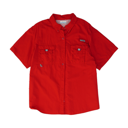 Red Plus Size Outdoor Button Down