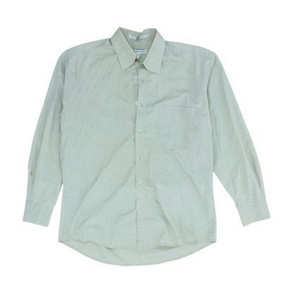 Vintage Beige Solid Long Sleeve Button Down