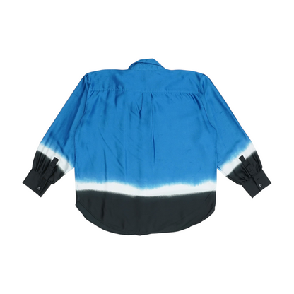 Blue Color Block Button Down