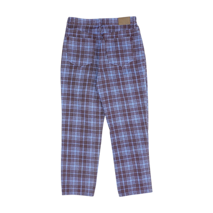 Blue Plaid Straight Jeans
