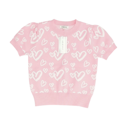 Pink Hearts Pullover Sweater
