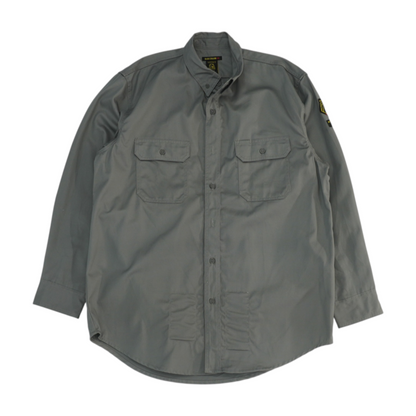 Gray Solid Long Sleeve Button Down