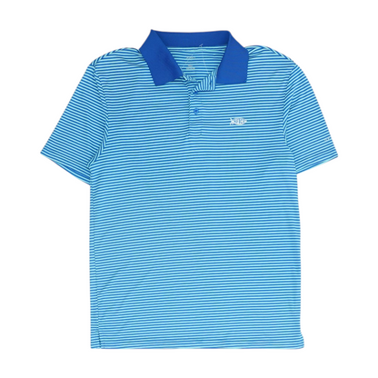 Blue Striped Short Sleeve Polo