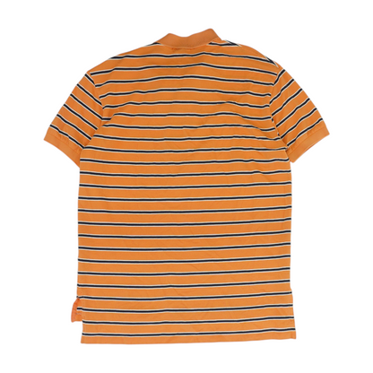Orange Striped Short Sleeve Polo