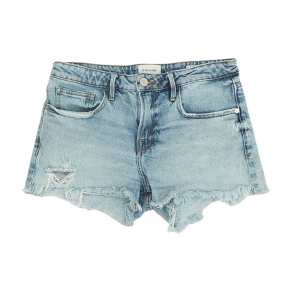 Blue Solid Denim Shorts
