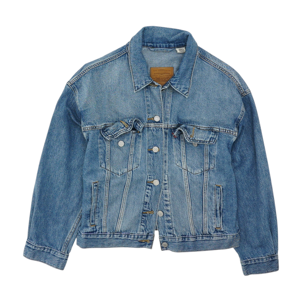 Blue Solid Denim Jacket