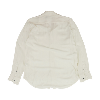 White Solid Long Sleeve Button Down