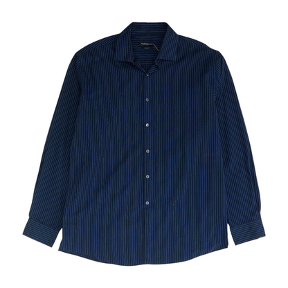 Navy Striped Long Sleeve Button Down