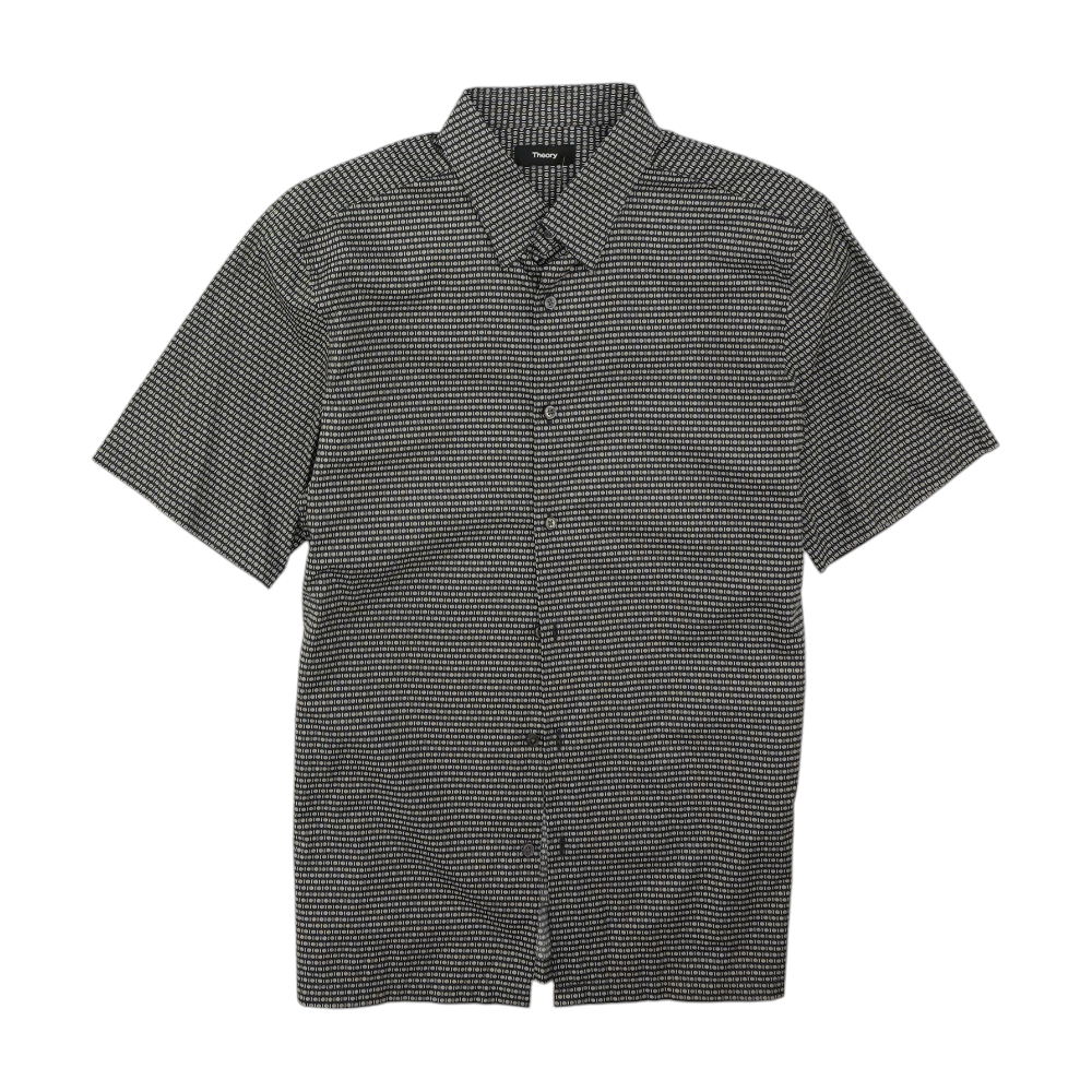 Black Abstract Short Sleeve Button Down