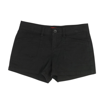 Black Solid Denim Shorts