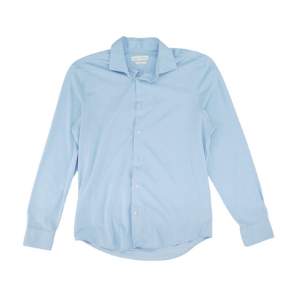 Blue Solid Long Sleeve Button Down