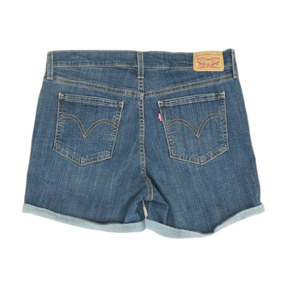 Blue Solid Denim Shorts