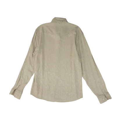 Beige Abstract Long Sleeve Button Down