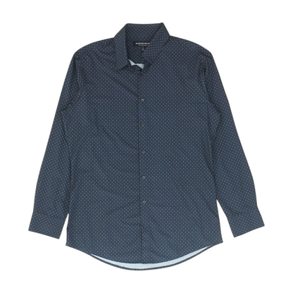 Navy Print Long Sleeve Button Down