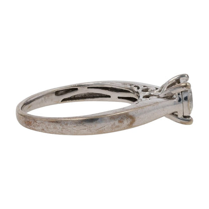 3/8 Ct 10K White Gold Round Diamond Solitaire Engagement Ring