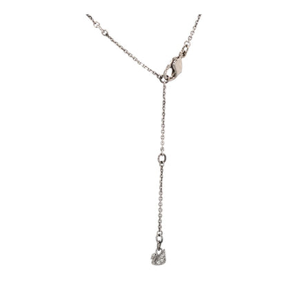 Silver Tone Black Stone And Crystal Pendant Necklace