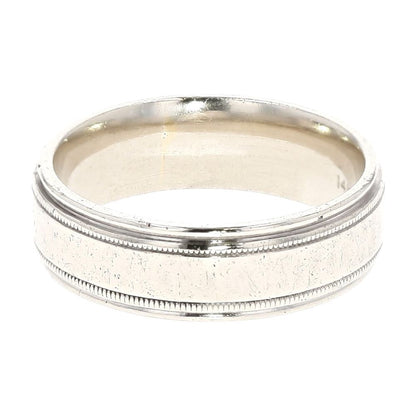 14K White Gold Textured Wedding Band