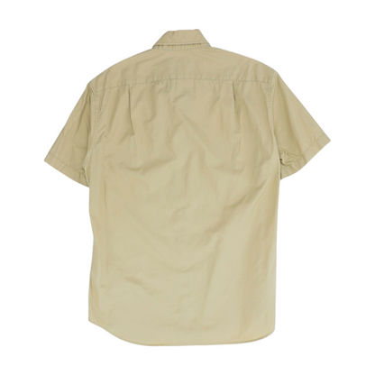Tan Solid Short Sleeve Button Down