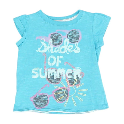 Turquoise Solid Graphic/logo T Shirt
