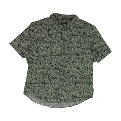 Green Print Short Sleeve Button Down