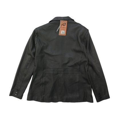 Black Solid Leather Jacket