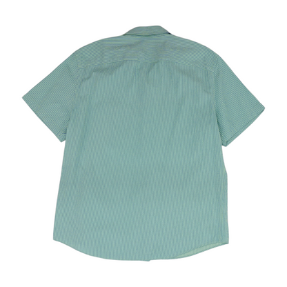 Green Striped Short Sleeve Button Down