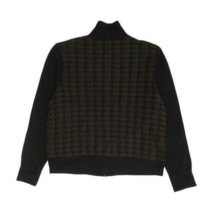 Black Houndstooth Cardigan Sweater