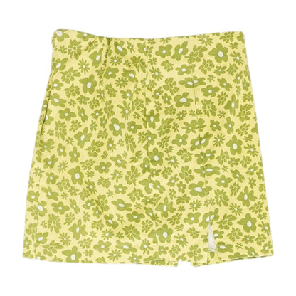 Yellow Floral Midi Skirt