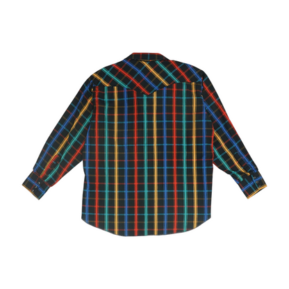 Black Plaid Long Sleeve Button Down