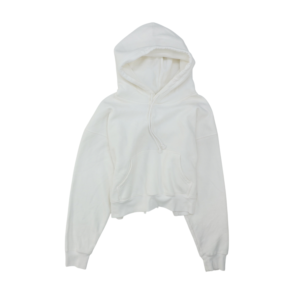 White Solid Hoodie Pullover