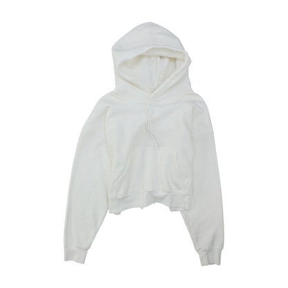 White Solid Hoodie Pullover