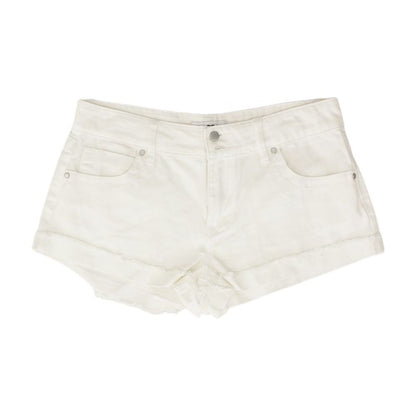 White Solid Denim Shorts