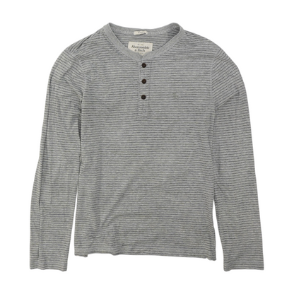 Gray Striped Henley T-Shirt