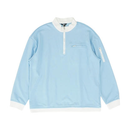 Blue Solid 1/4 Zip Pullover