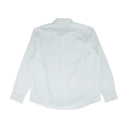 White Solid Long Sleeve Button Down