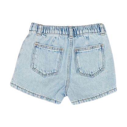 Blue Solid Denim Shorts