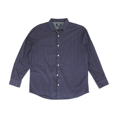 Navy Print Long Sleeve Button Down
