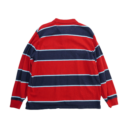 Red Striped Long Sleeve Polo