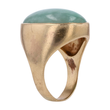14K Yellow Gold Jade Fashion Ring
