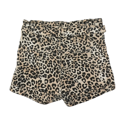 Beige Animal Print Denim Shorts