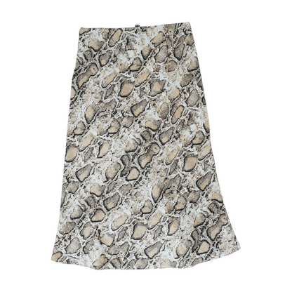 Beige Animal Print Midi Skirt