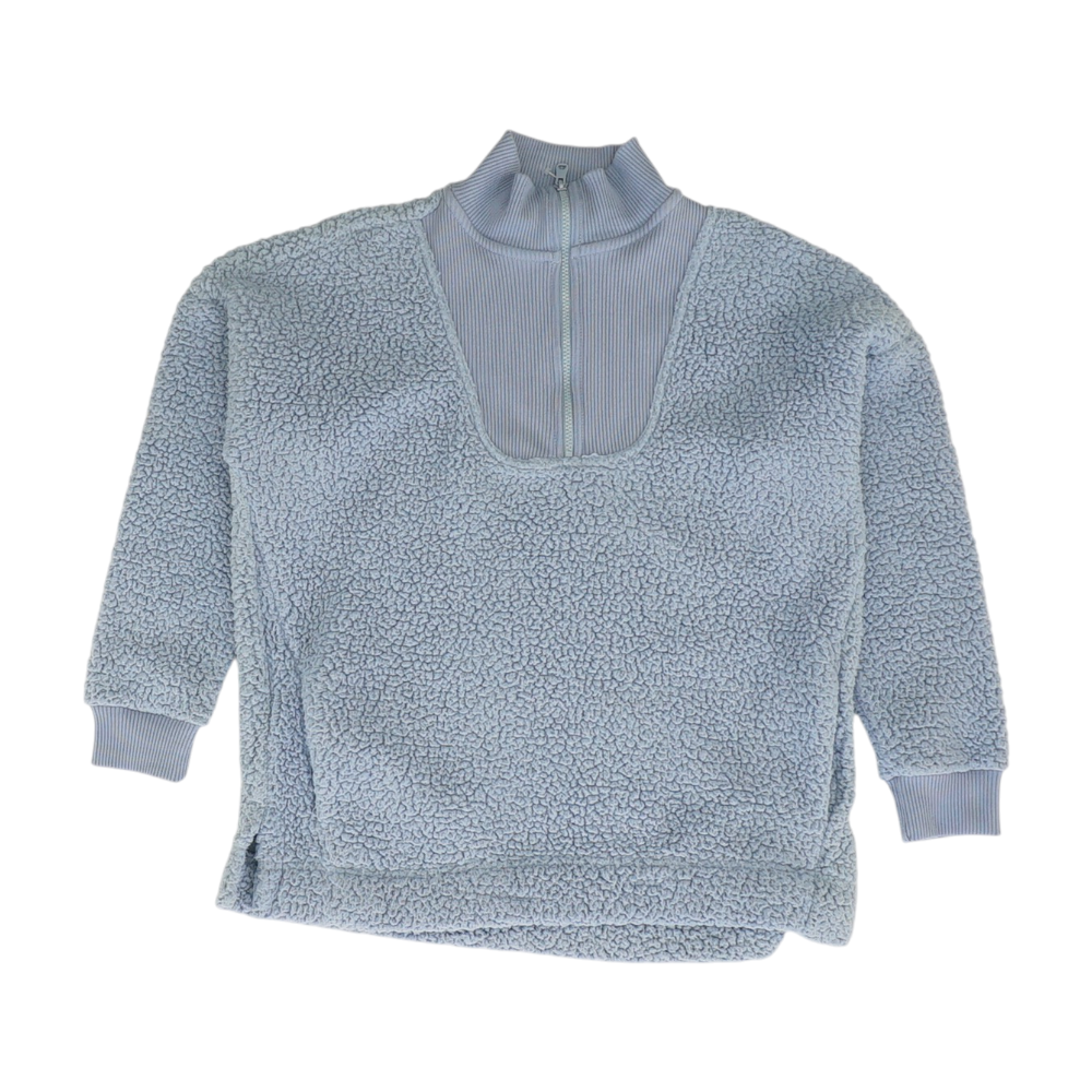 Blue Solid 1/4 Zip Pullover